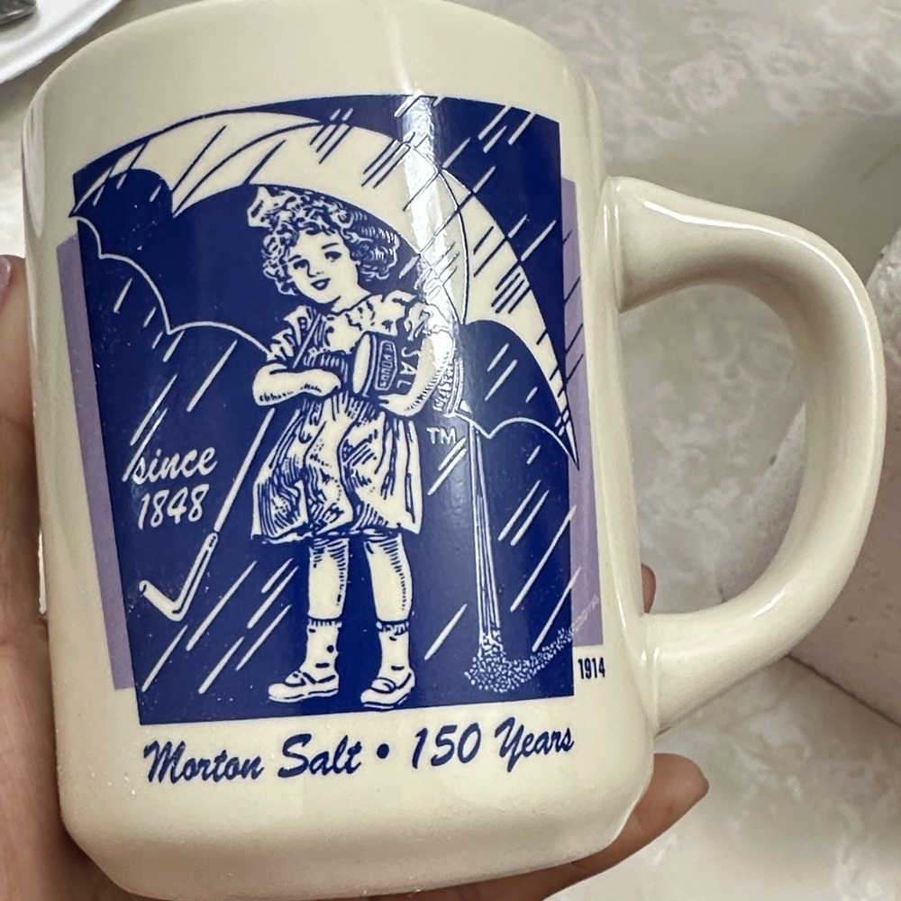 Avon Morton Salt 150th Anniversary Mugs - Blue and White( collectabes) - Picture 3 of 7